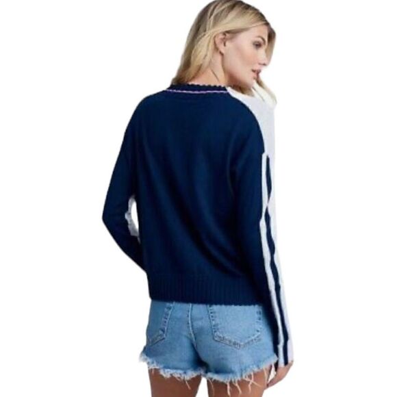 Lisa Todd Borderline Sweater Large Grey Blue Navy Ice Navy Luxury Cotton 2X - Picture 3 of 11